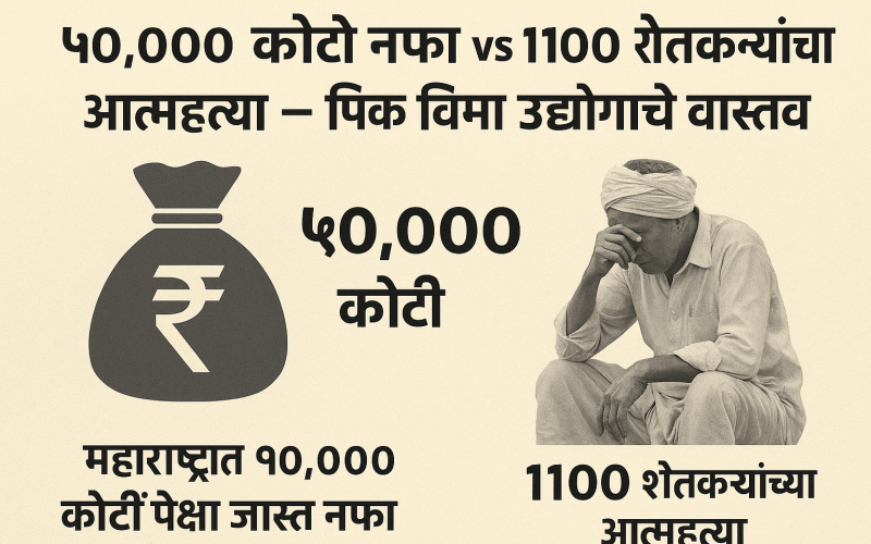 पीक विमा नफा ५०,००० कोटी | महाराष्ट्रात ११०० शेतकरी आत्महत्या